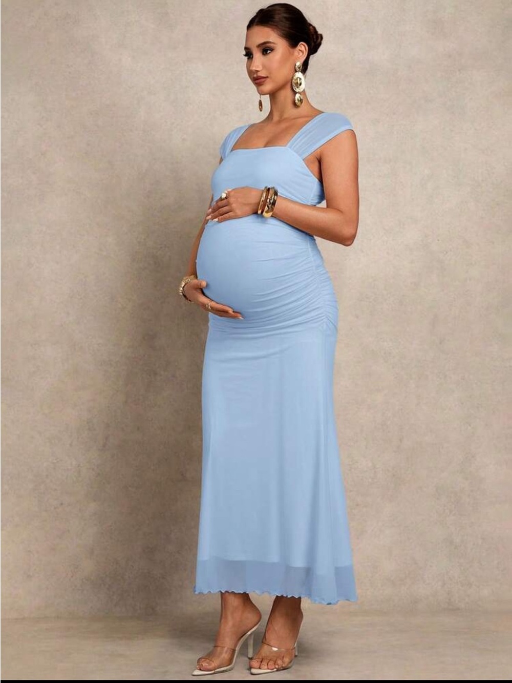 SHEIN Light Blue Maternity Maxi Dress - Picture 6 of 9